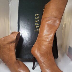 Ralph Lauren Polo Tall Tan Boots, Size 8.5